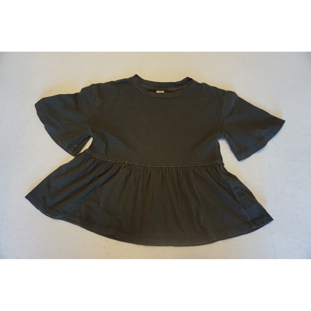 T&B Girls Charcoal Gray Peplum Short Sleeve Top Size S 7/8 LB1.K5067‎